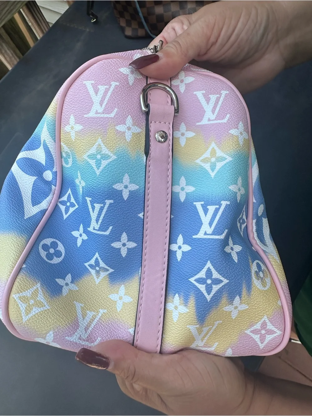 Pink Multi-Color Gradient Monogram Satchel - Picture 2 of 7
